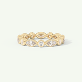 0.98 TCW Round & Marquise Cut Lab-Grown Diamond Full Eternity Bezel Wedding Band