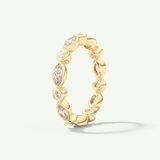 0.98 TCW Round & Marquise Cut Lab-Grown Diamond Full Eternity Bezel Wedding Band