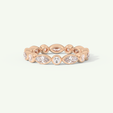 0.98 TCW Round & Marquise Cut Lab-Grown Diamond Full Eternity Bezel Wedding Band
