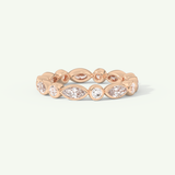 0.98 TCW Round & Marquise Cut Lab-Grown Diamond Full Eternity Bezel Wedding Band