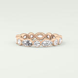 0.98 TCW Round & Marquise Shaped Moissanite Wedding Band
