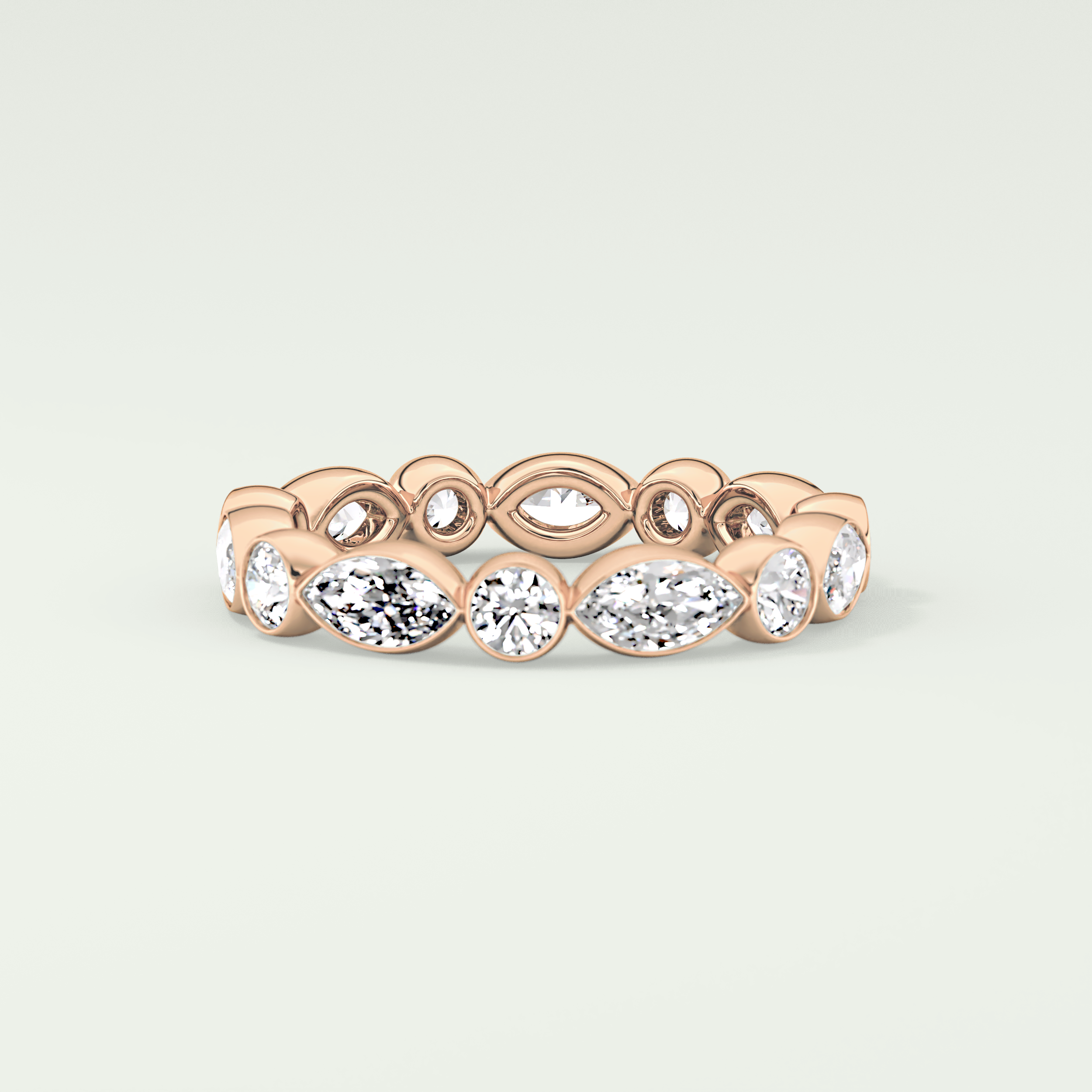 0.98 TCW Round & Marquise Shaped Moissanite Wedding Band