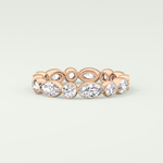 0.98 TCW Round & Marquise Shaped Moissanite Wedding Band