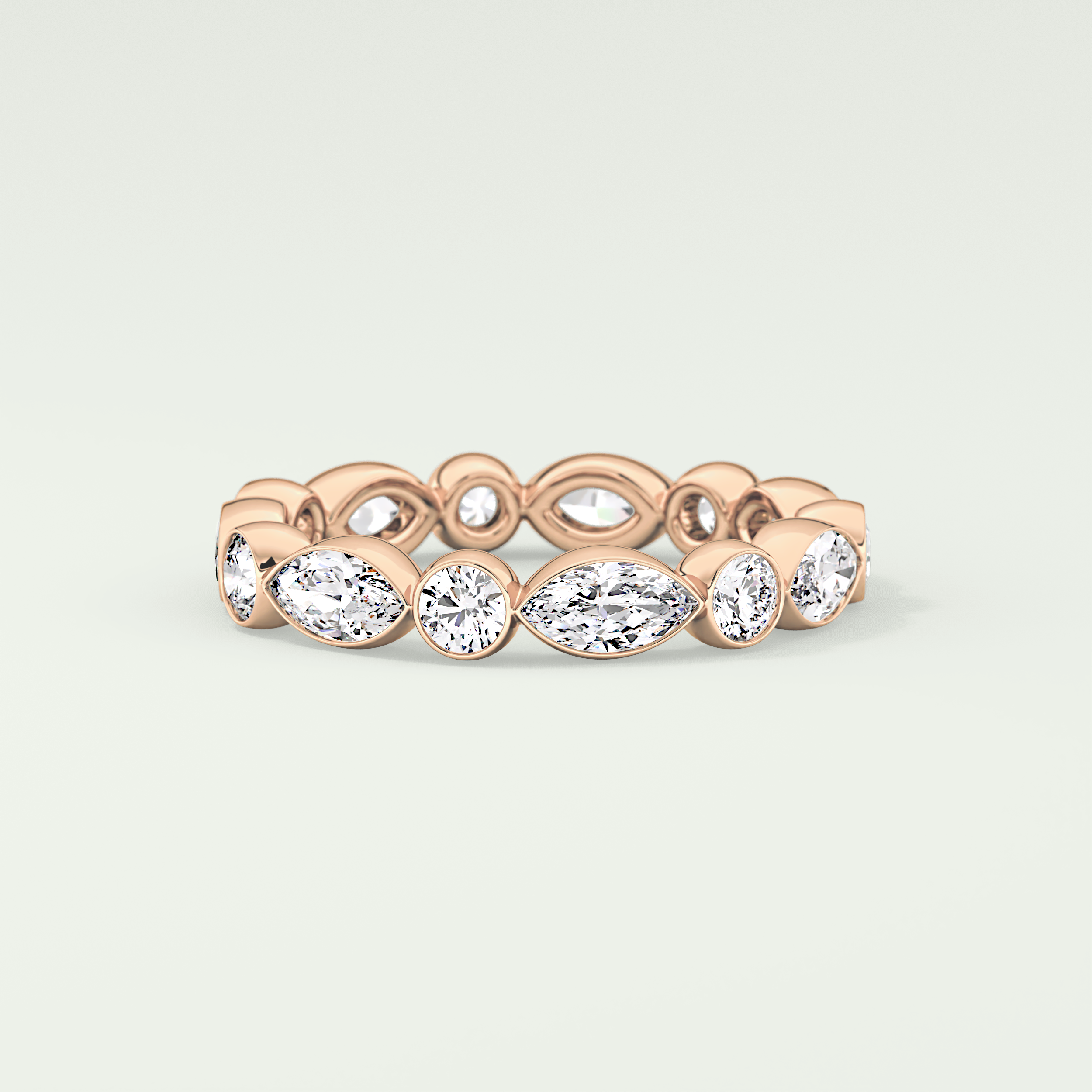 0.98 TCW Round & Marquise Shaped Moissanite Wedding Band