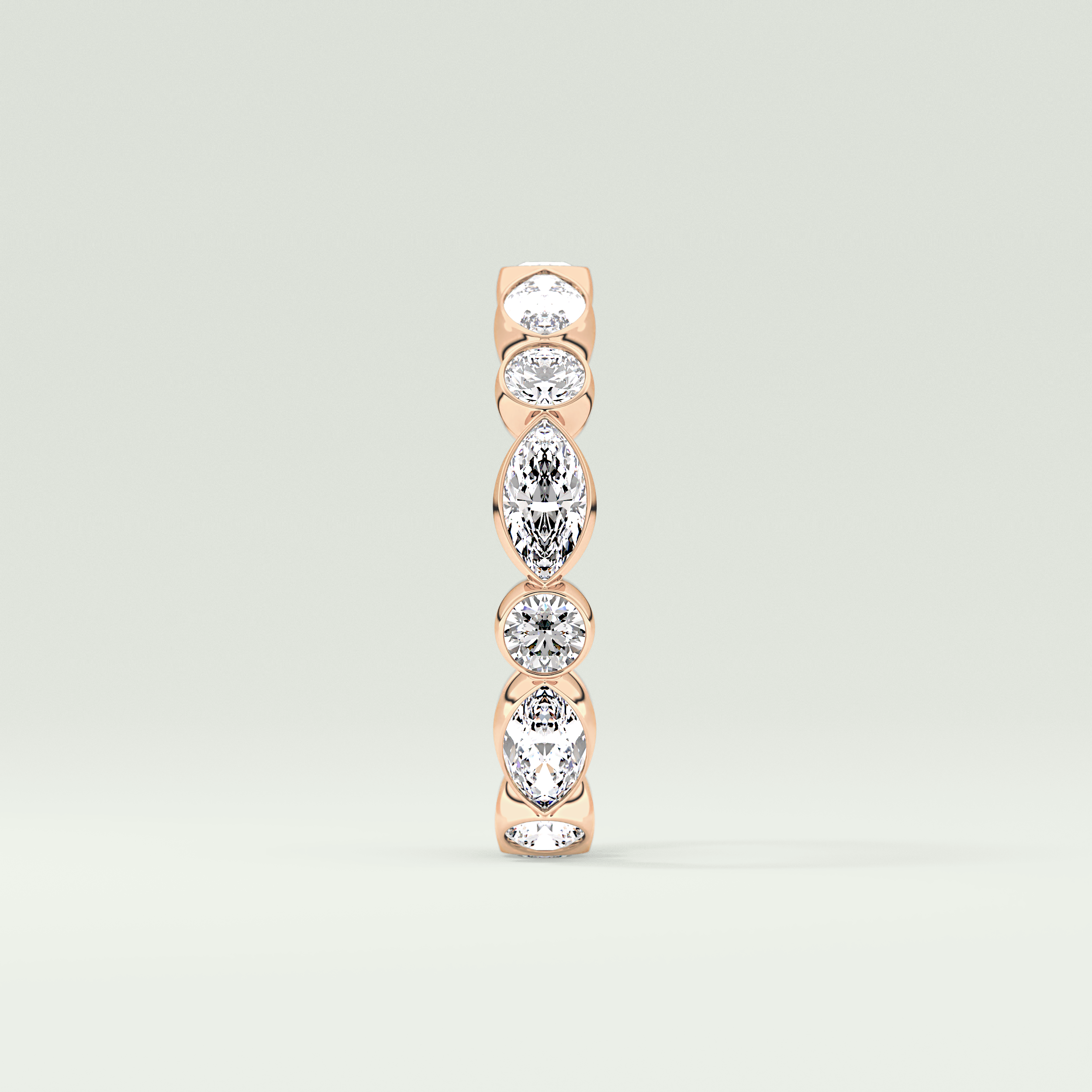 0.98 TCW Round & Marquise Shaped Moissanite Wedding Band