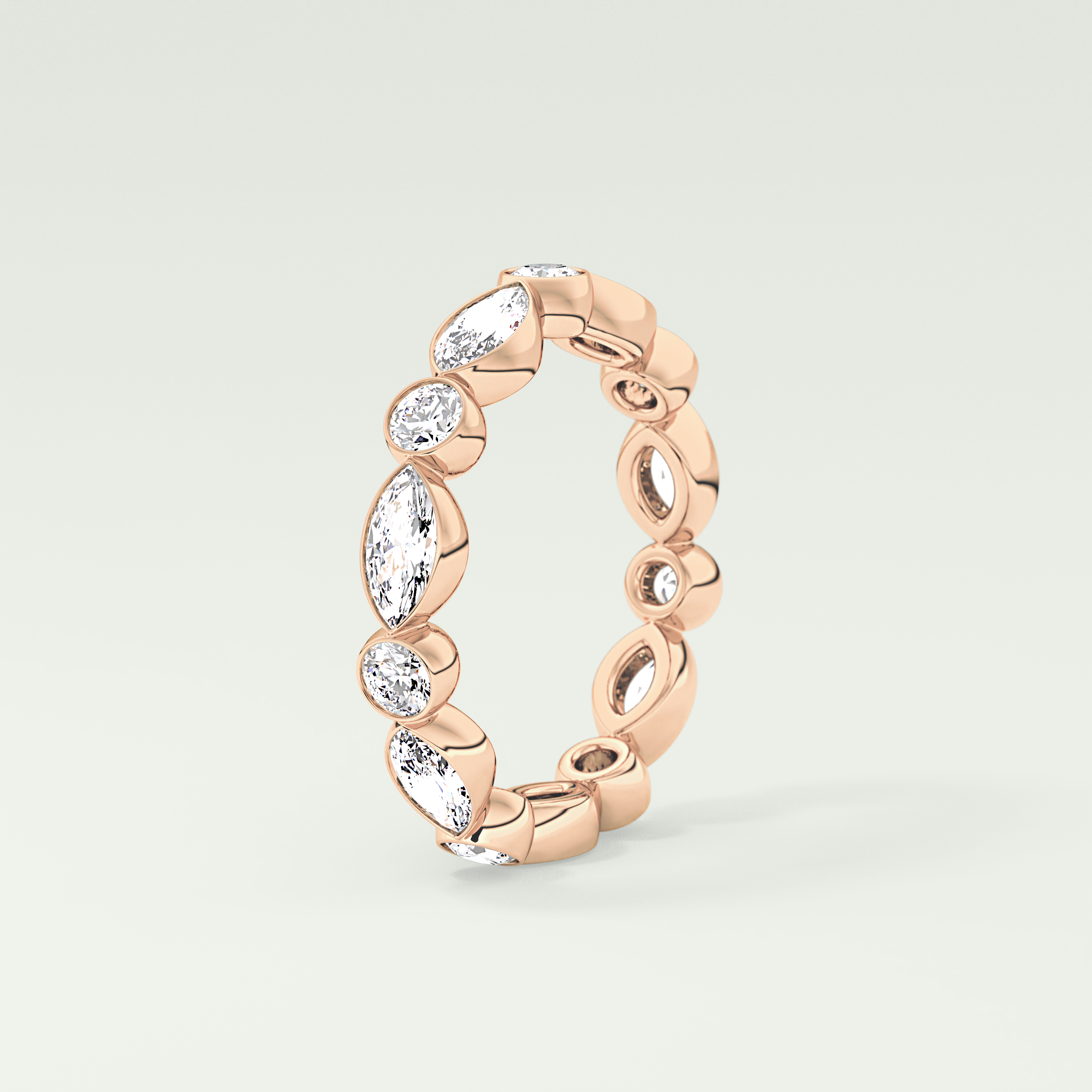 0.98 TCW Round & Marquise Shaped Moissanite Wedding Band