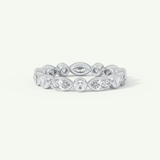 0.98 TCW Round & Marquise Cut Lab-Grown Diamond Full Eternity Bezel Wedding Band