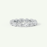 0.98 TCW Round & Marquise Shaped Moissanite Full Eternity Wedding Band