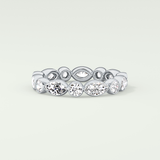 0.98 TCW Round & Marquise Shaped Moissanite Wedding Band