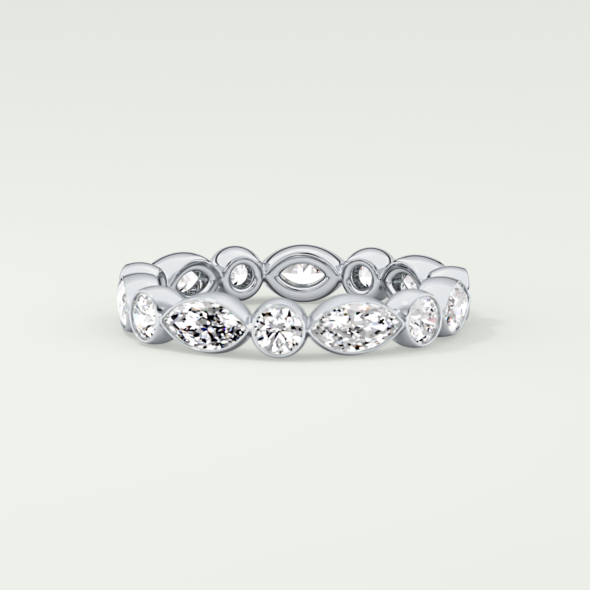 0.98 TCW Round & Marquise Shaped Moissanite Wedding Band