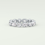 0.98 TCW Round & Marquise Shaped Moissanite Wedding Band