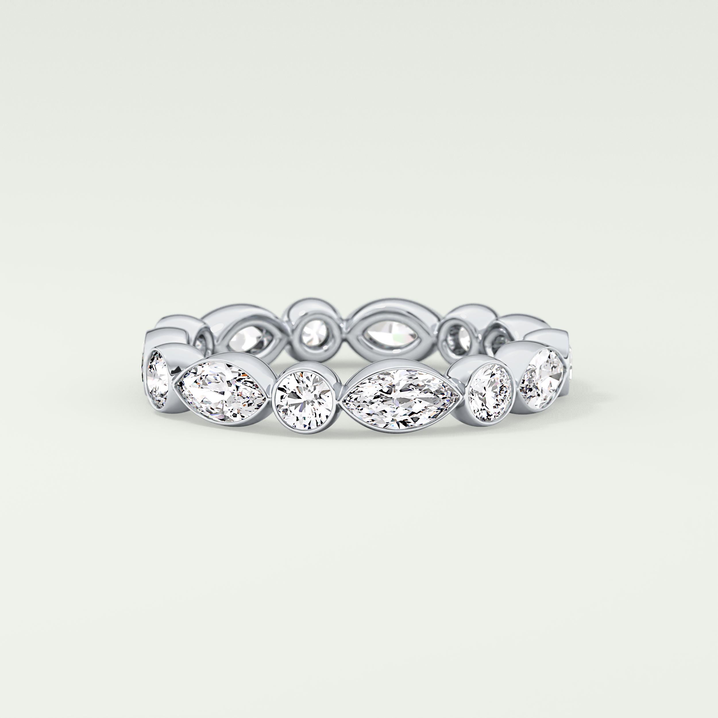 0.98 TCW Round & Marquise Shaped Moissanite Wedding Band