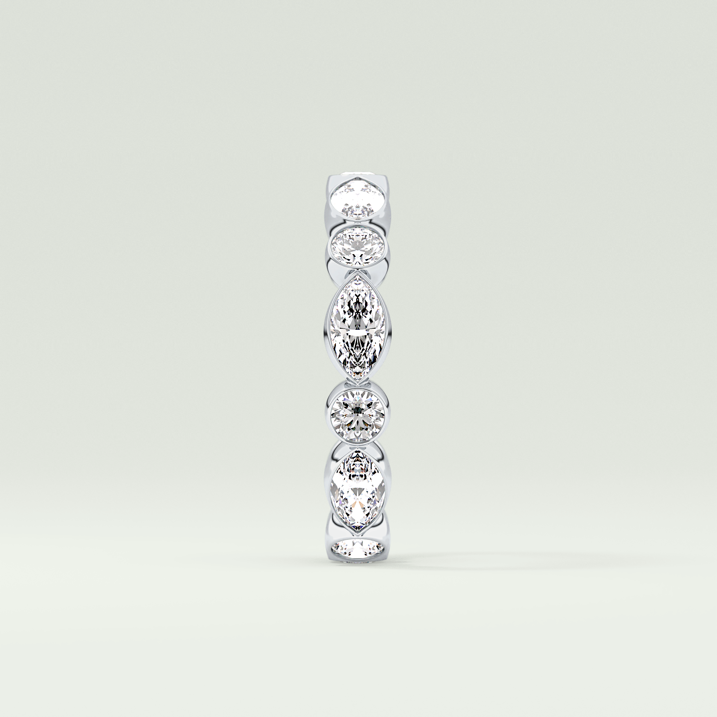 0.98 TCW Round & Marquise Shaped Moissanite Wedding Band