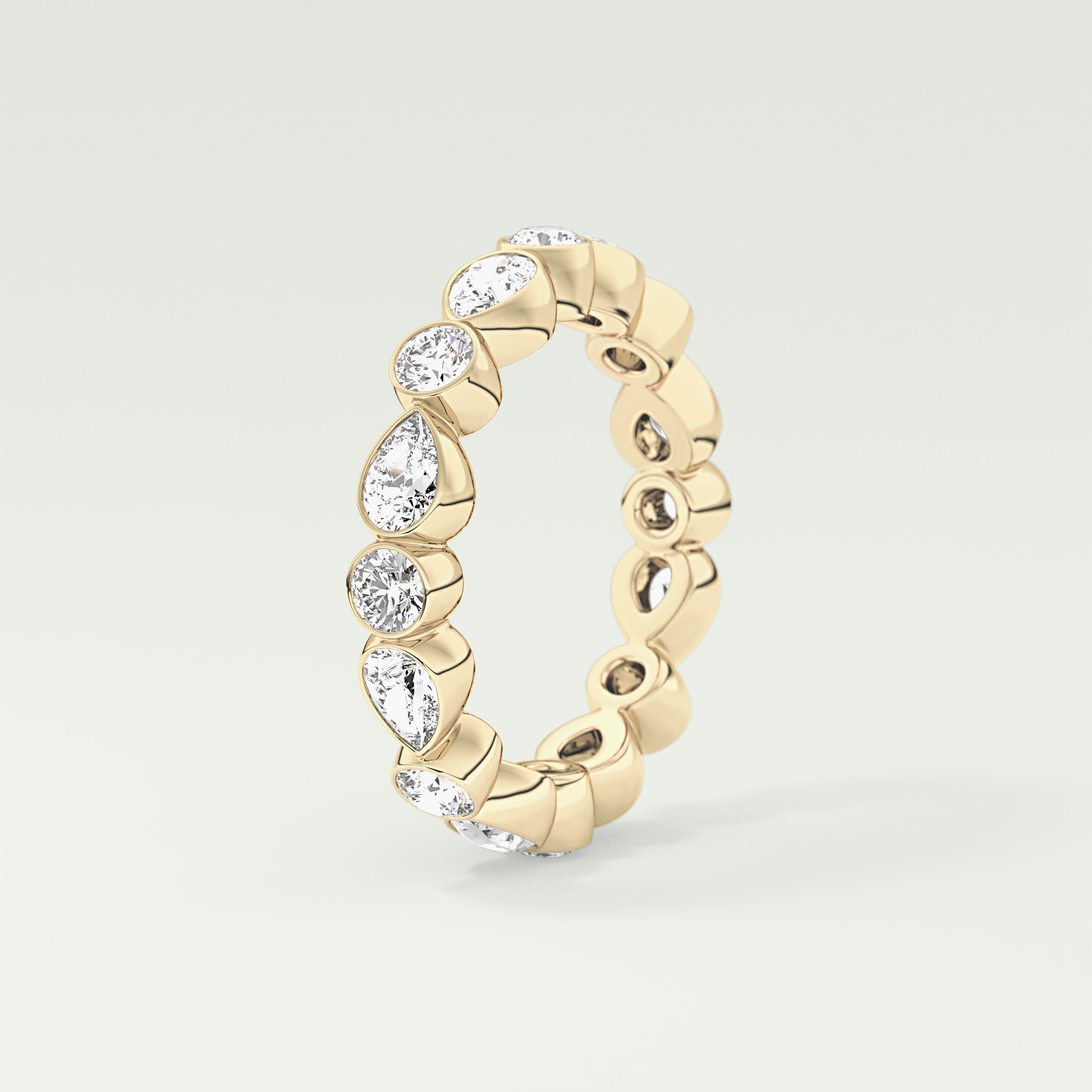 1.28 TCW Round & Pear Shaped Moissanite Wedding Band