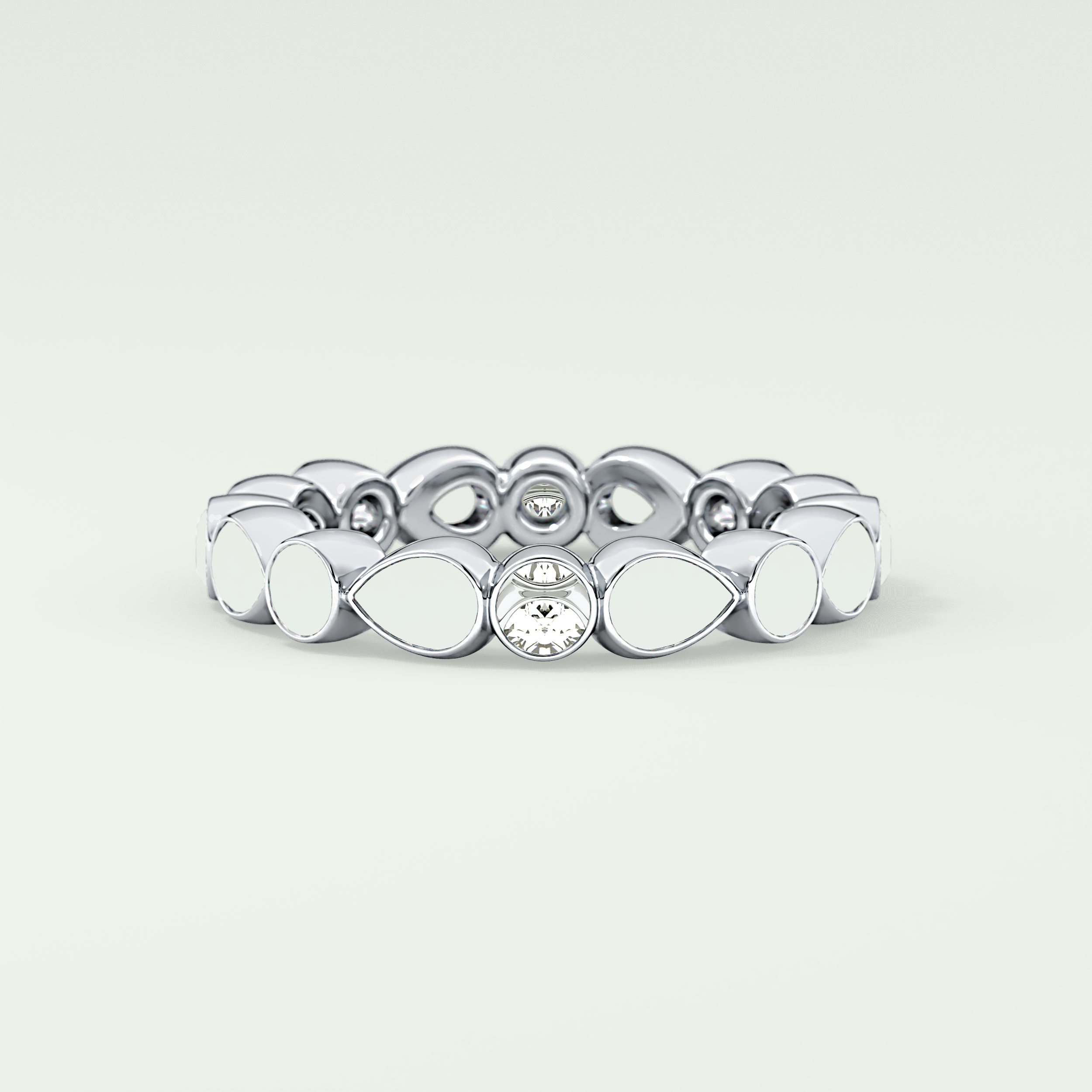 1.28 TCW Round & Pear Shaped Moissanite Wedding Band