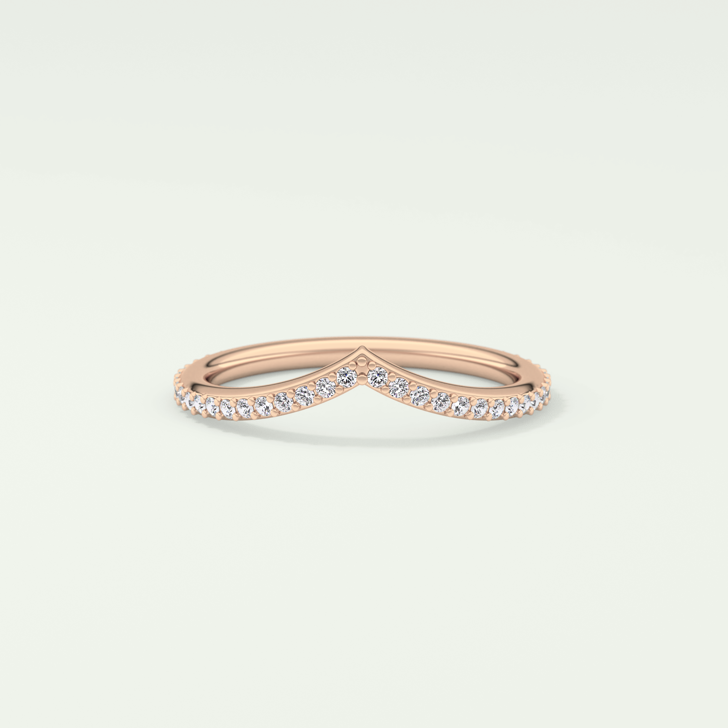 0.74 TCW Round Cut V Shaped Lab Grown Diamond Wedding Band