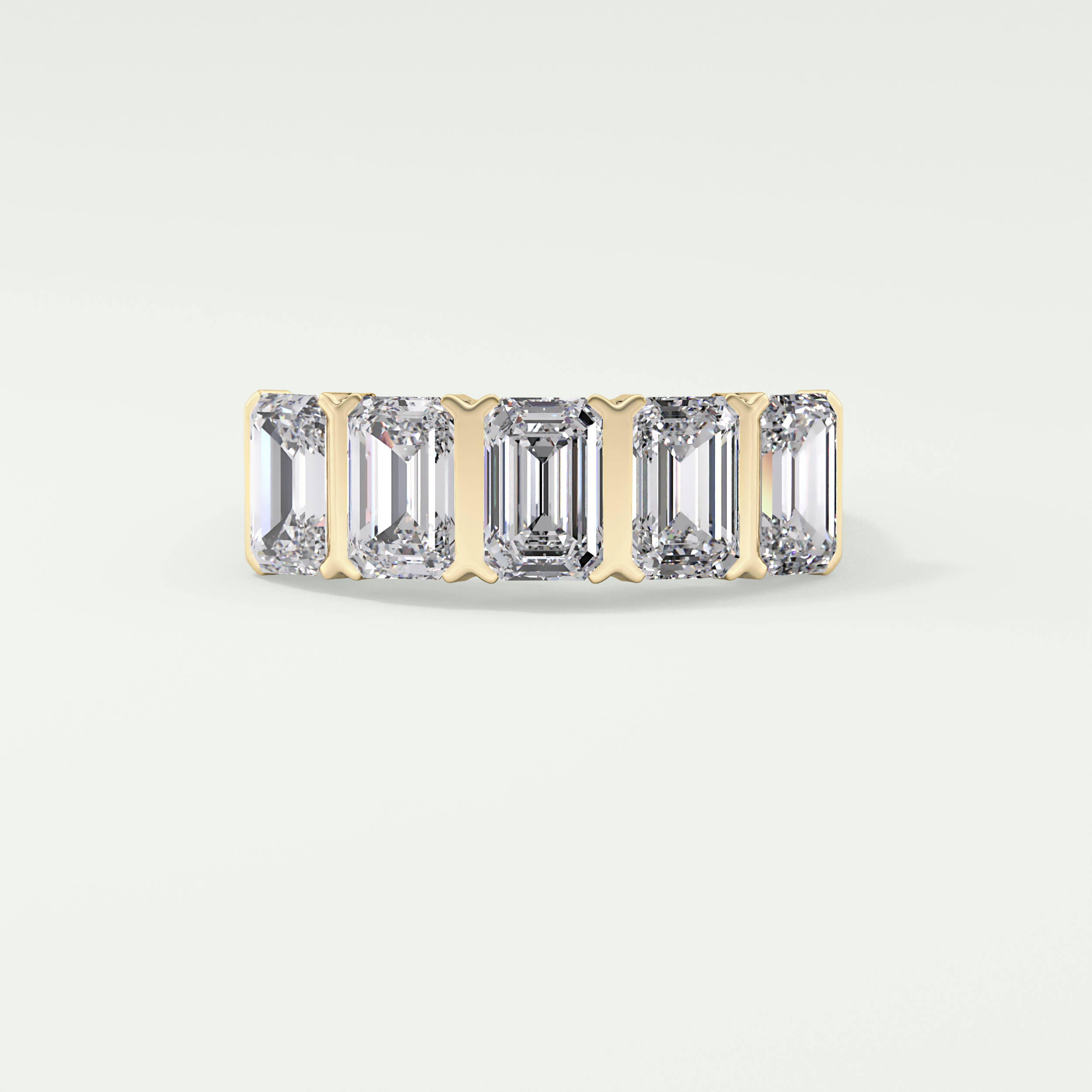 2.5 TCW Emerald Shaped Moissanite Wedding Band