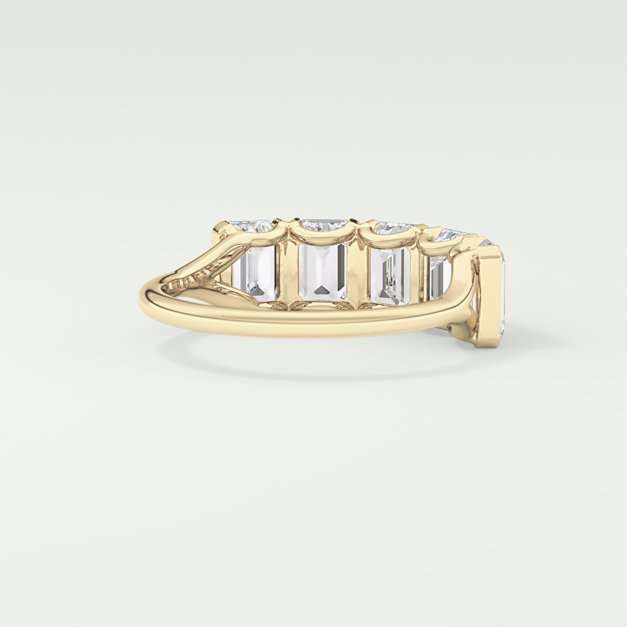 2.5 TCW Emerald Shaped Moissanite Wedding Band