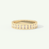 0.44 TCW Baguette Cut Lab-Grown Diamond Half Eternity Bezel Wedding Band