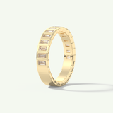 0.44 TCW Baguette Cut Lab-Grown Diamond Half Eternity Bezel Wedding Band