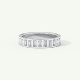 0.44 TCW Baguette Cut Lab-Grown Diamond Half Eternity Bezel Wedding Band