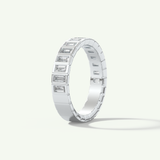 0.44 TCW Baguette Cut Lab-Grown Diamond Half Eternity Bezel Wedding Band