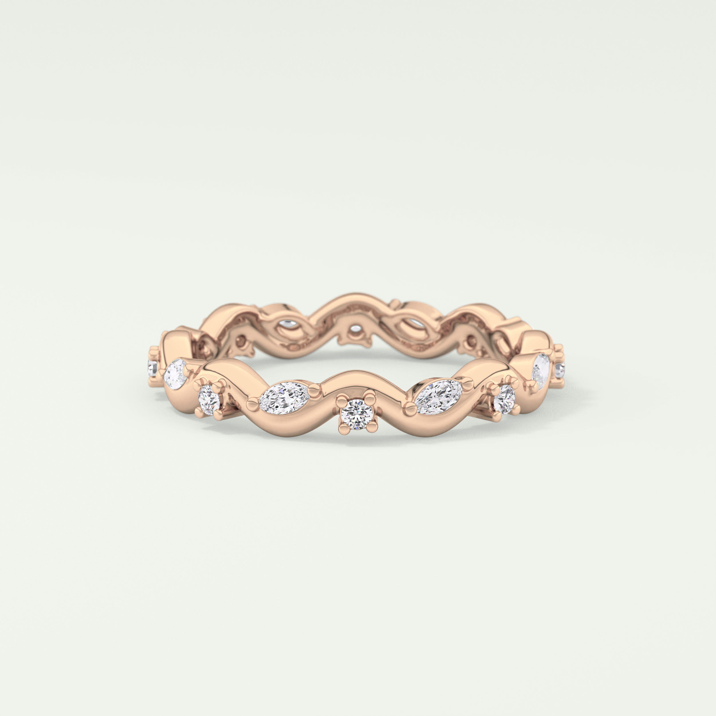 0.56 TCW Round & Marquise Shaped Lab Grown Diamond Wedding Band