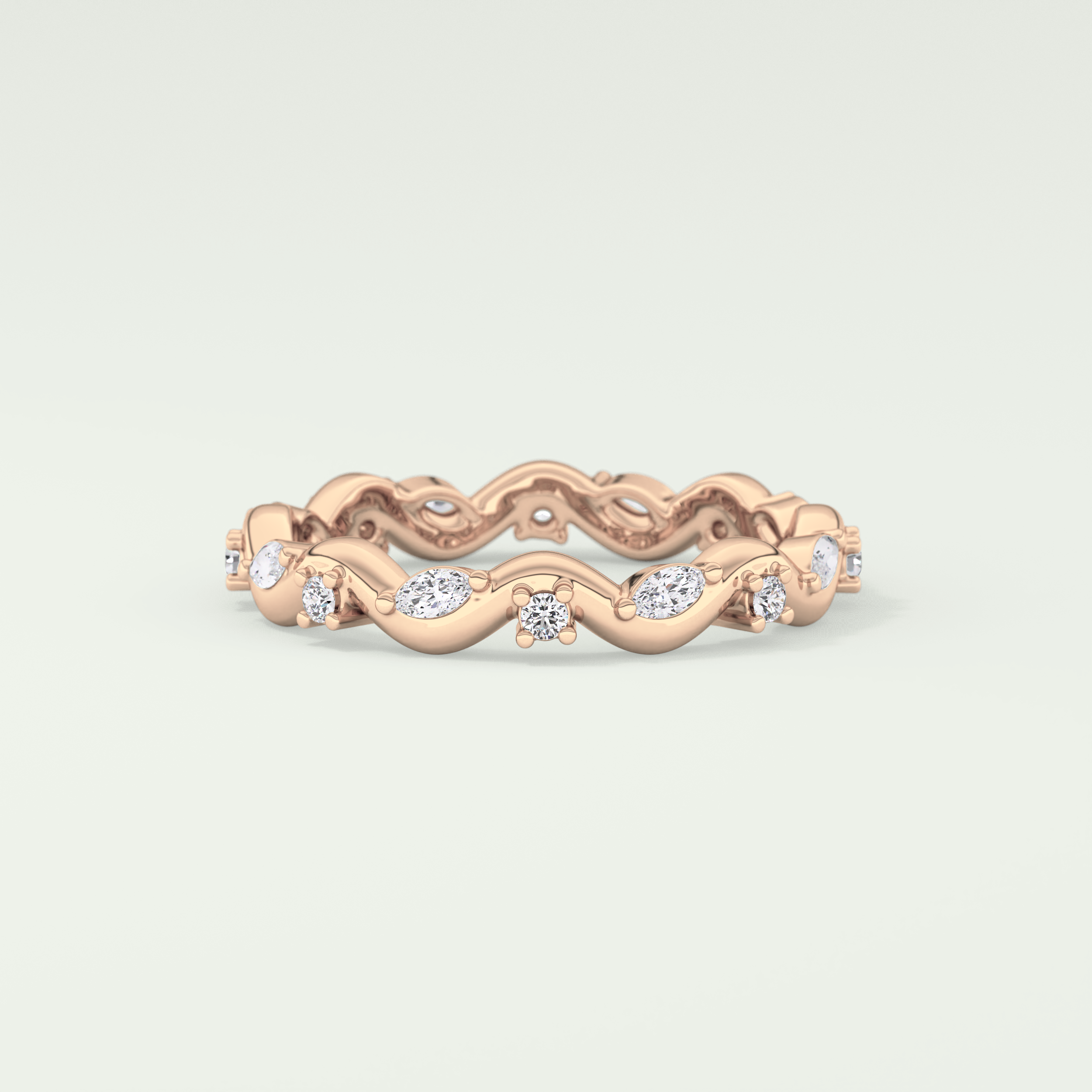 0.56 TCW Round & Marquise Shaped Lab Grown Diamond Wedding Band