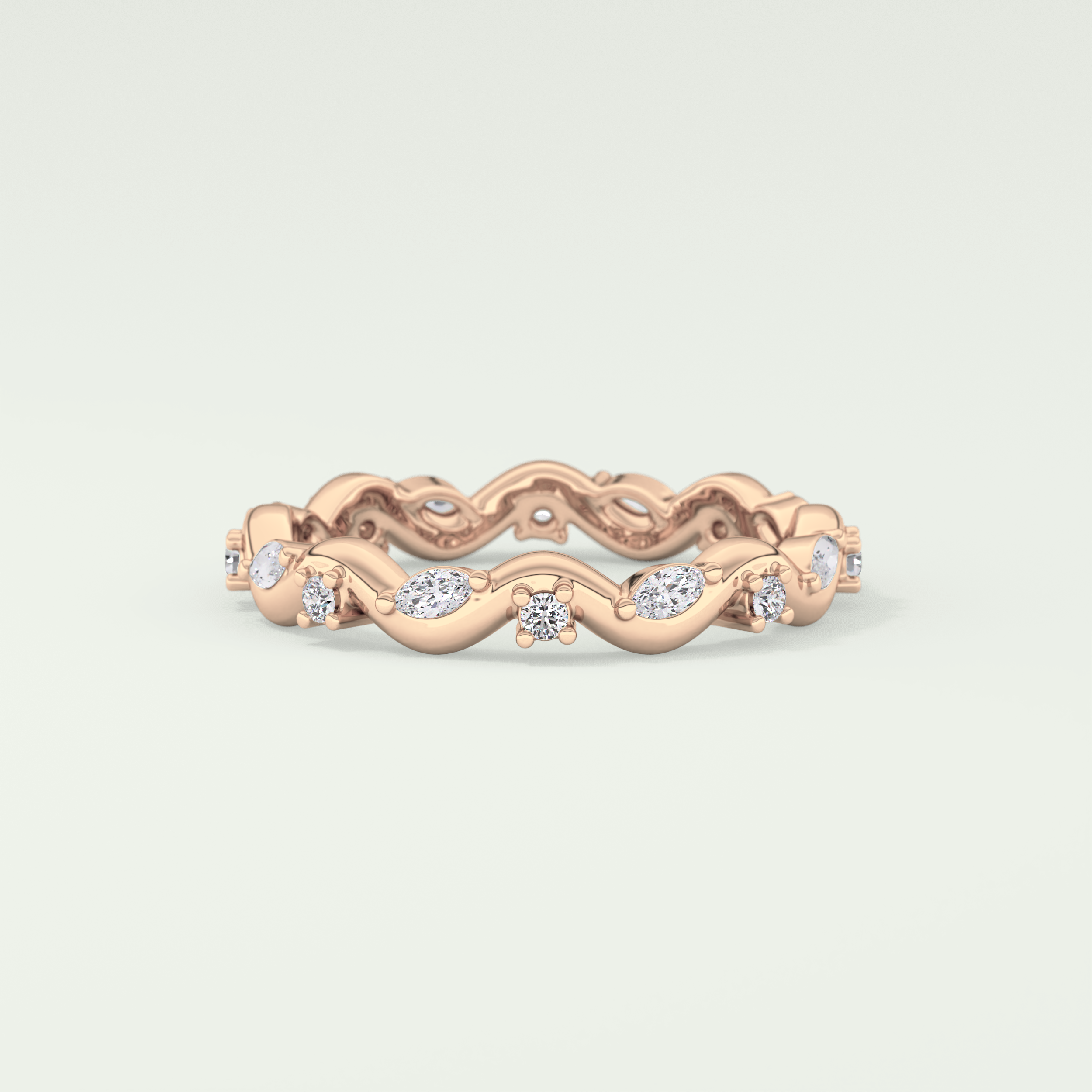 0.56 TCW Round & Marquise Shaped Lab Grown Diamond Wedding Band
