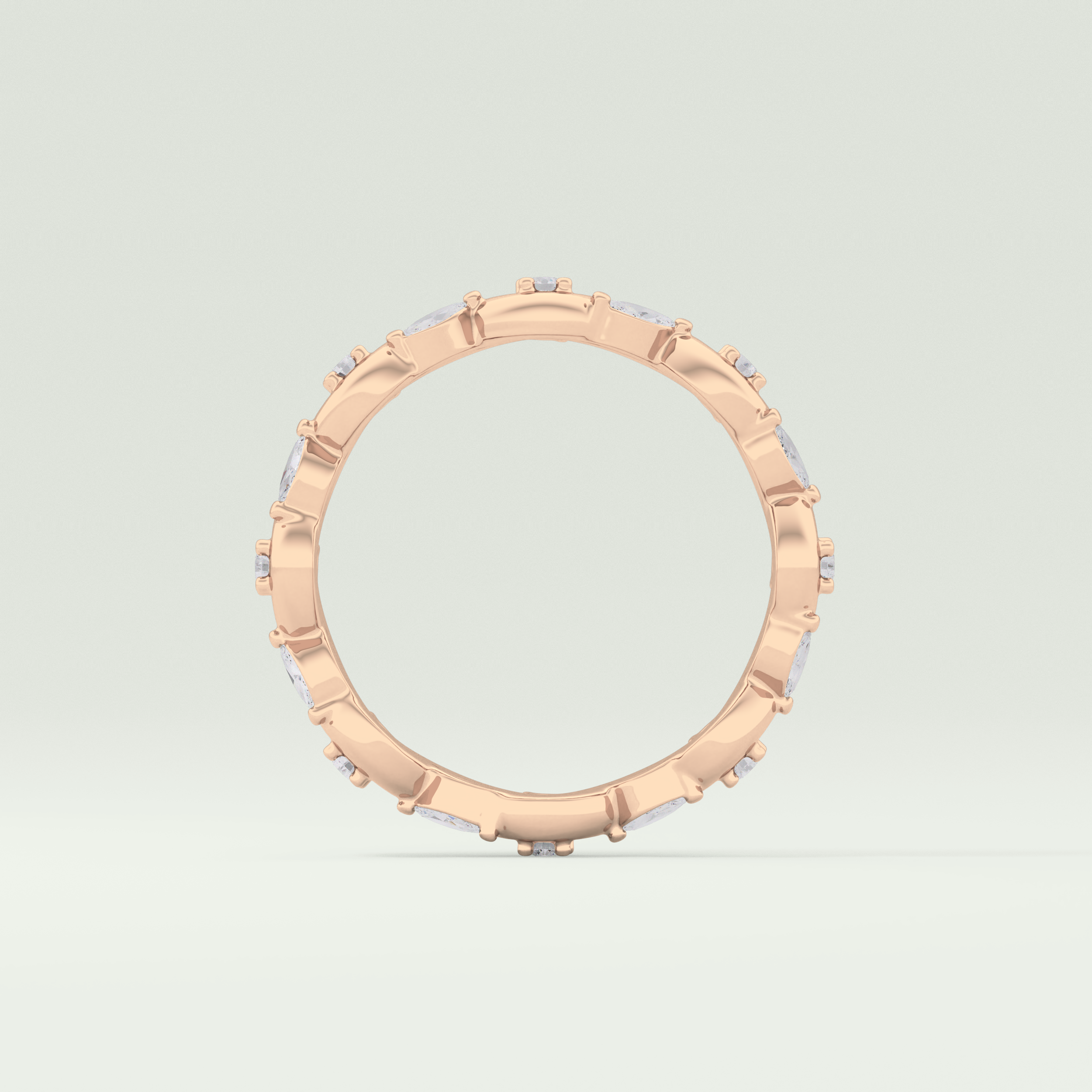 0.56 TCW Round & Marquise Shaped Lab Grown Diamond Wedding Band