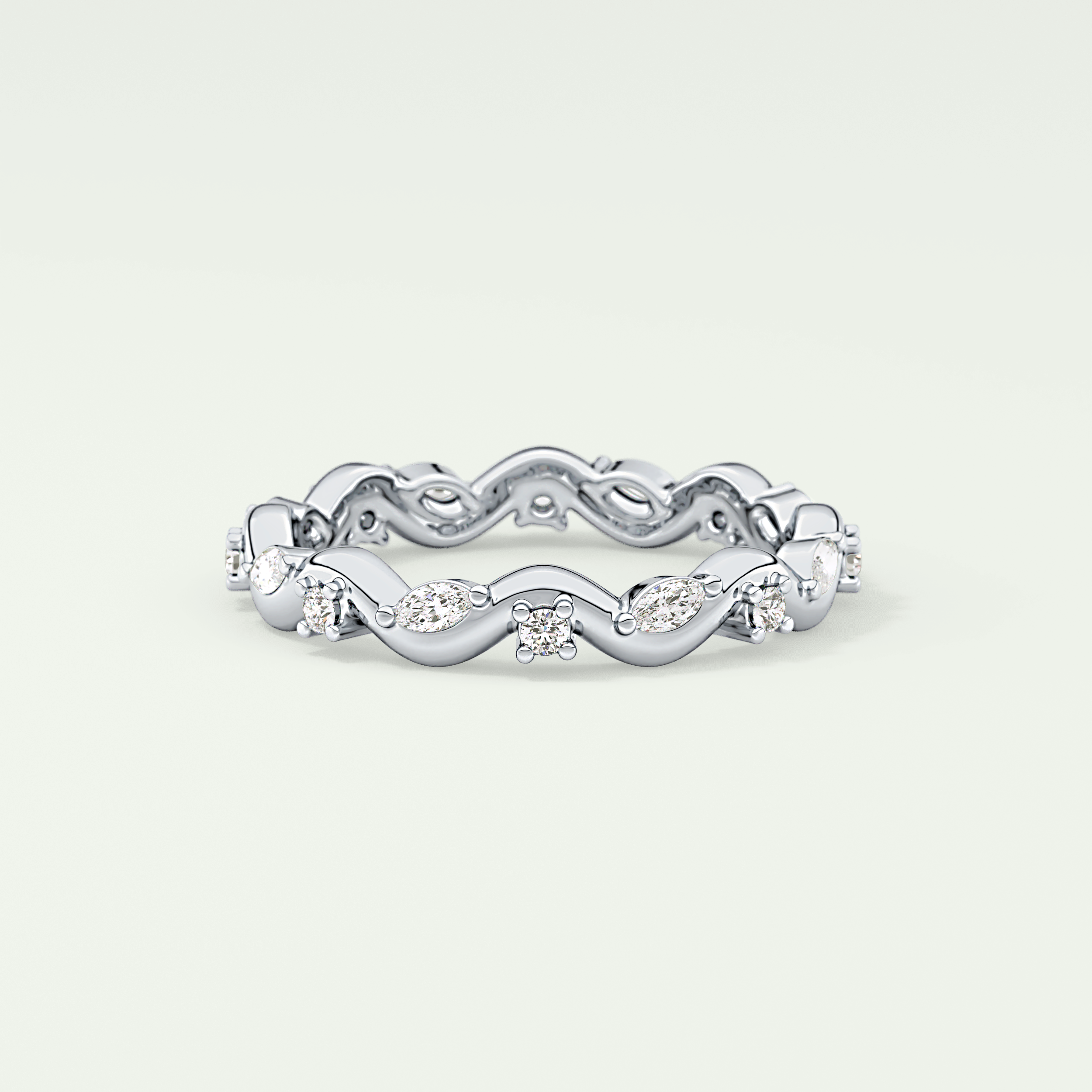 0.56 TCW Round & Marquise Shaped Lab Grown Diamond Wedding Band