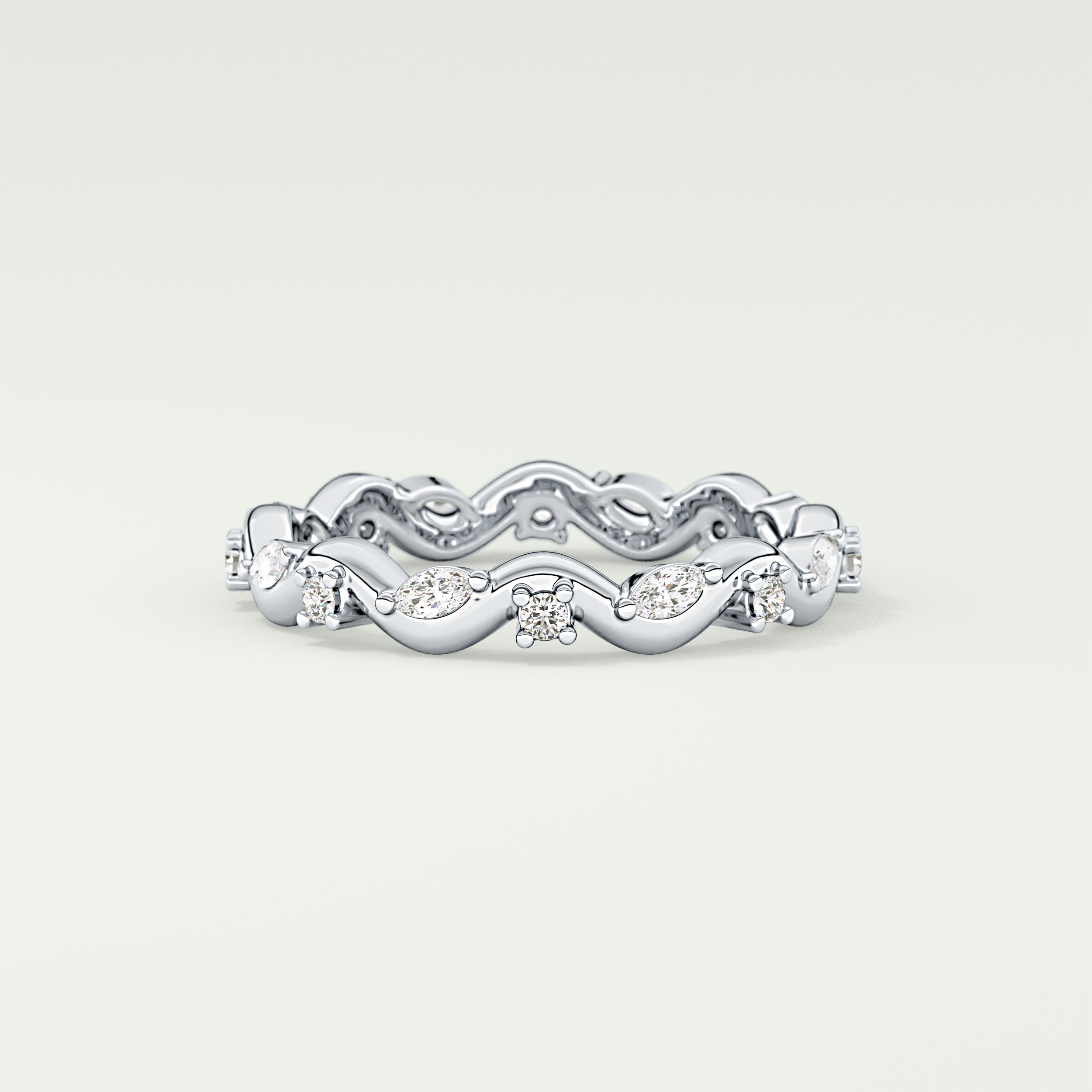 0.56 TCW Round & Marquise Shaped Lab Grown Diamond Wedding Band