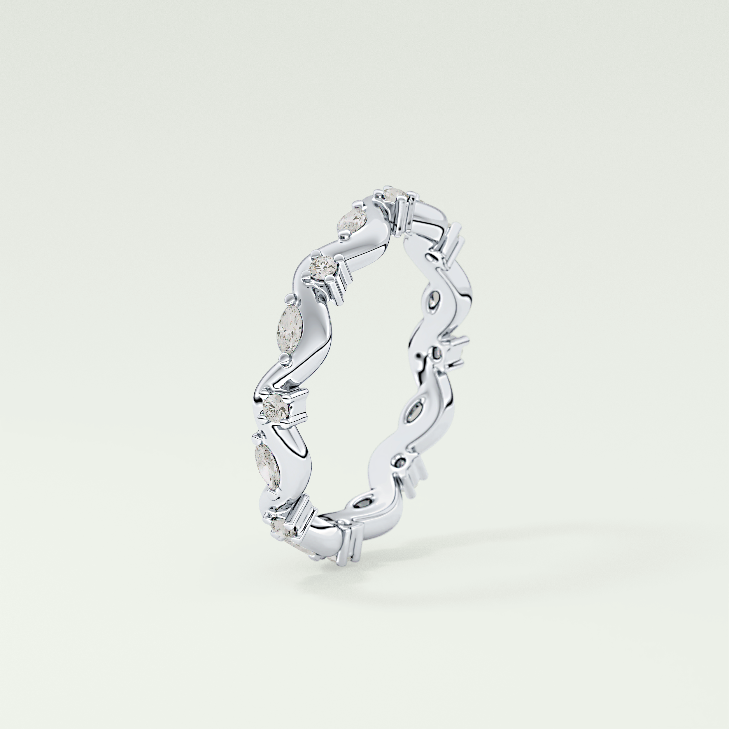 0.56 TCW Round & Marquise Shaped Lab Grown Diamond Wedding Band