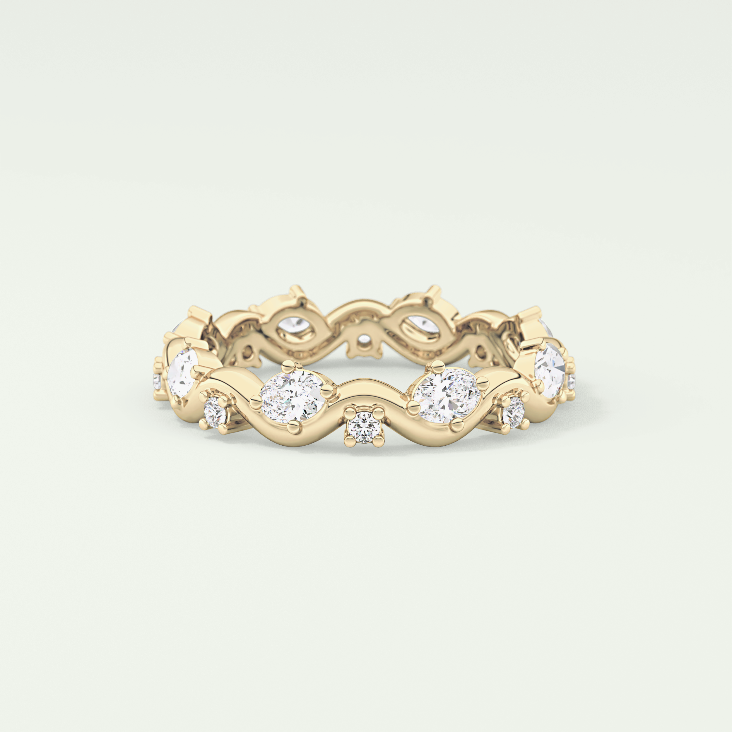 0.56 TCW Round & Oval Shaped Lab Grown Diamond Wedding Band