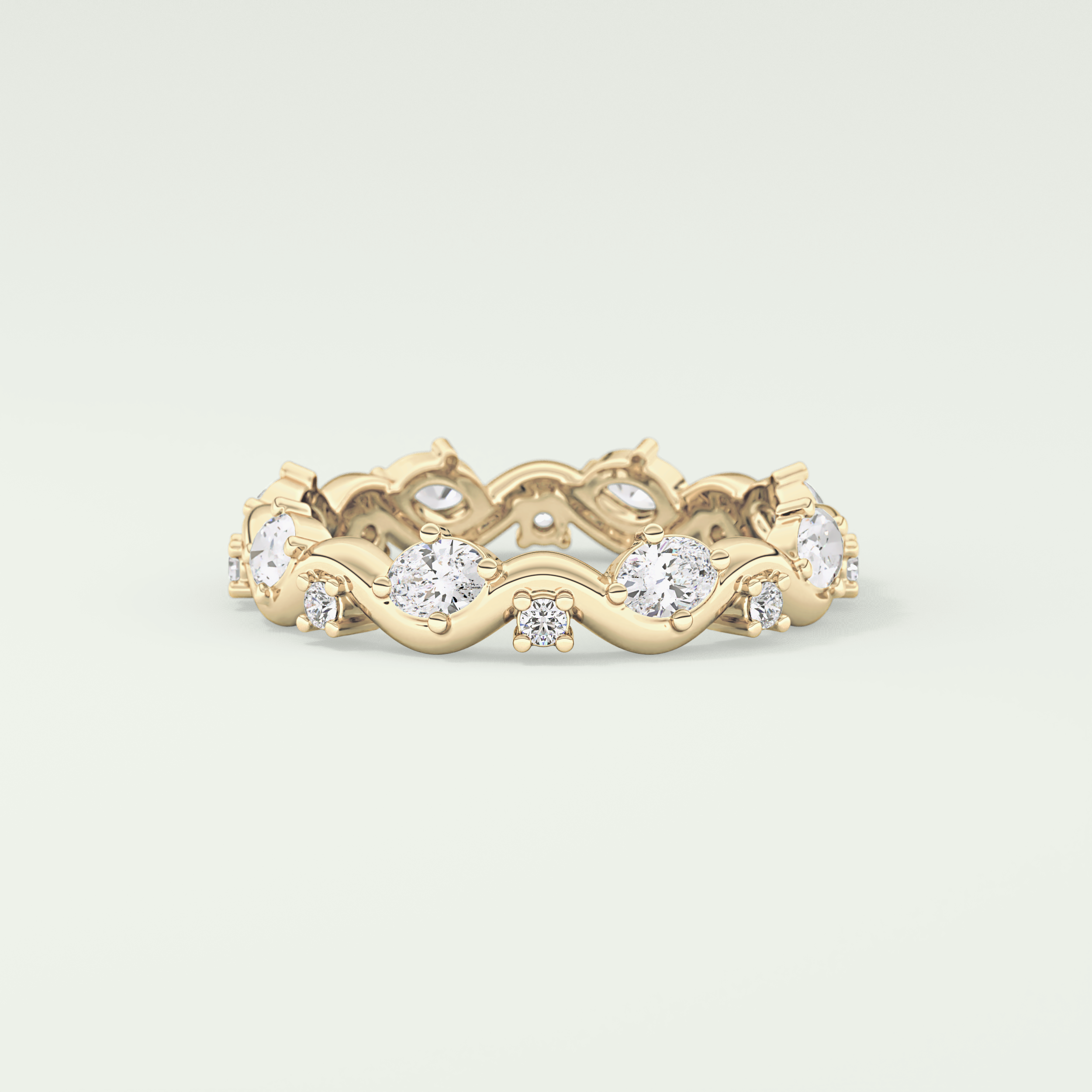 0.56 TCW Round & Oval Shaped Lab Grown Diamond Wedding Band