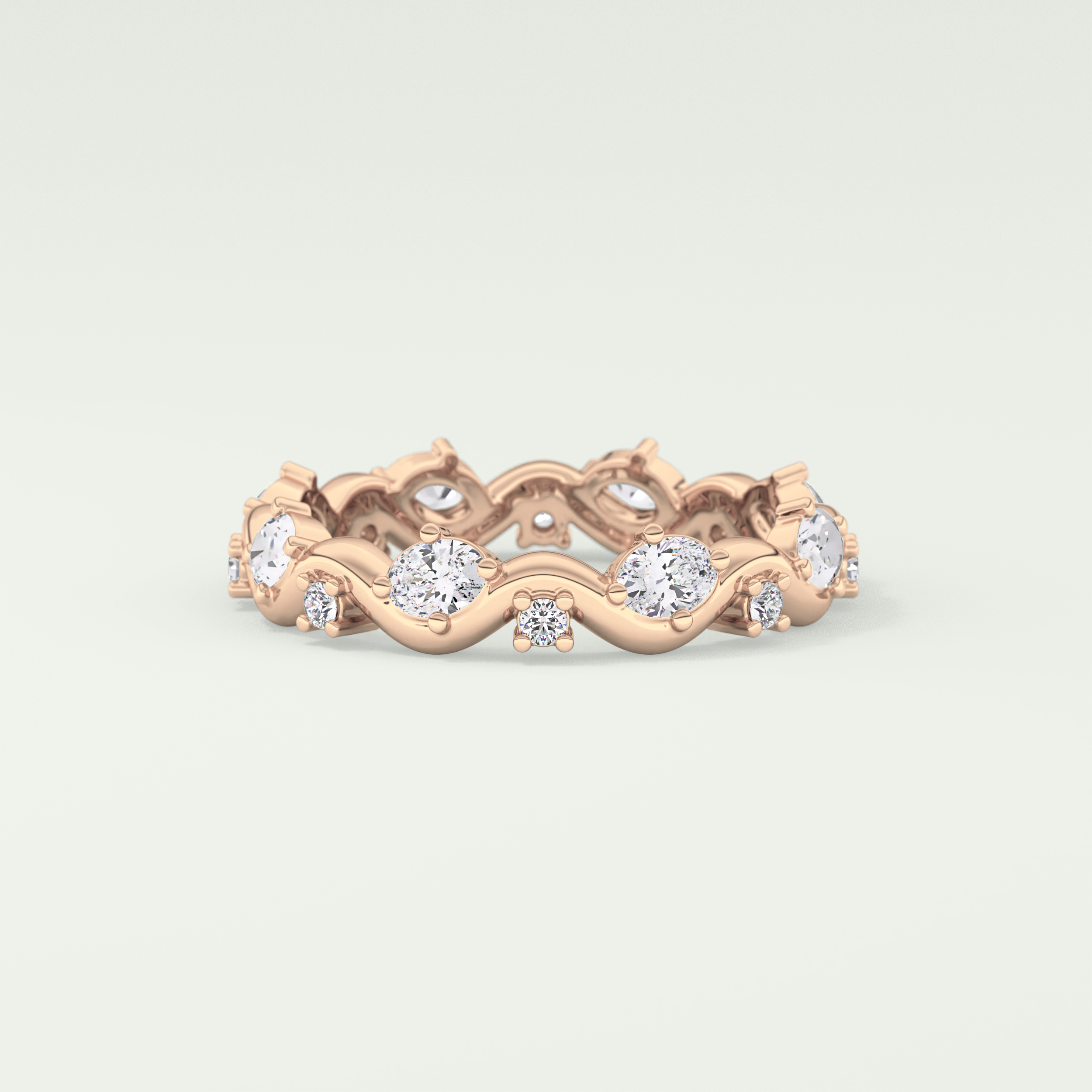 0.56 TCW Round & Oval Shaped Lab Grown Diamond Wedding Band