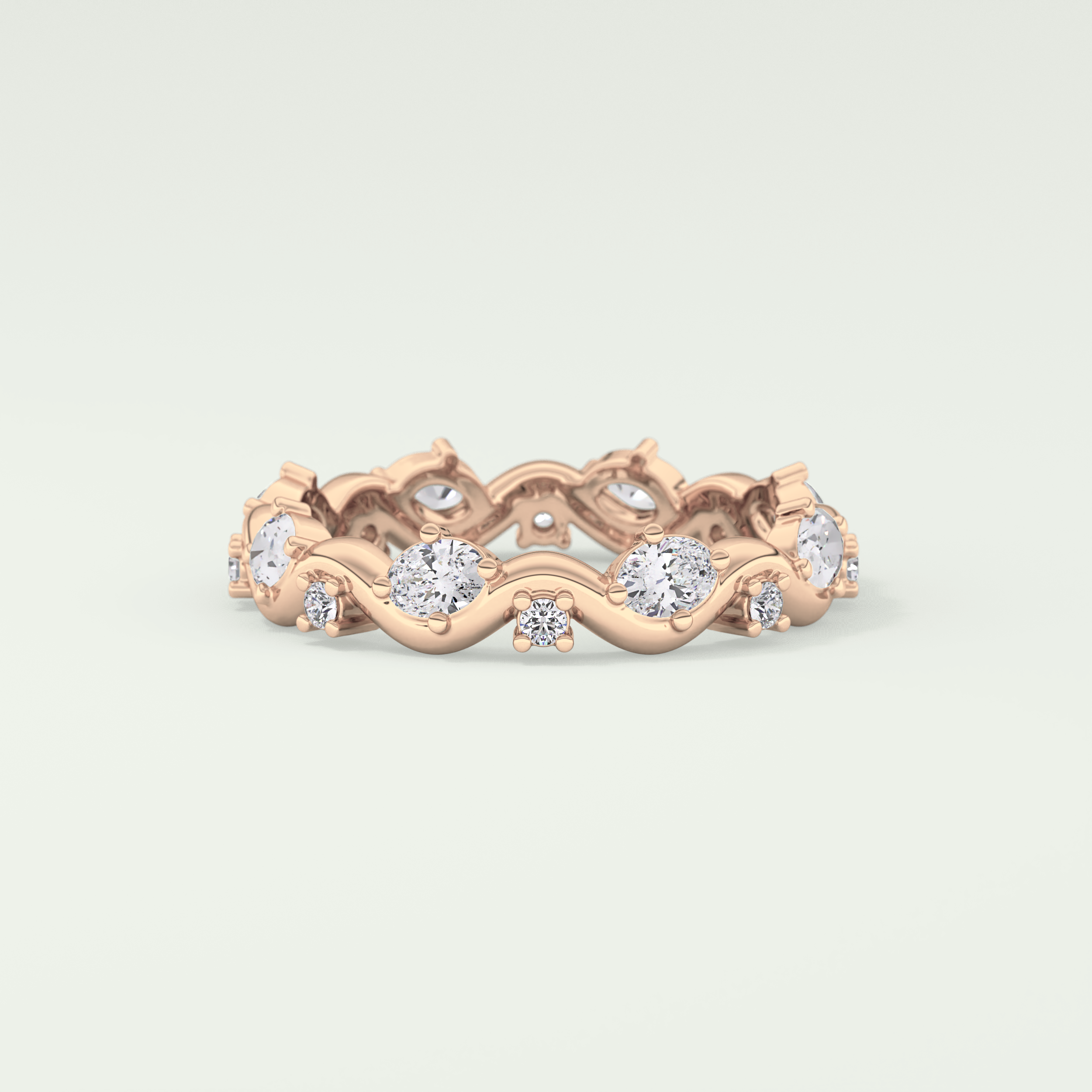 0.56 TCW Round & Oval Shaped Lab Grown Diamond Wedding Band