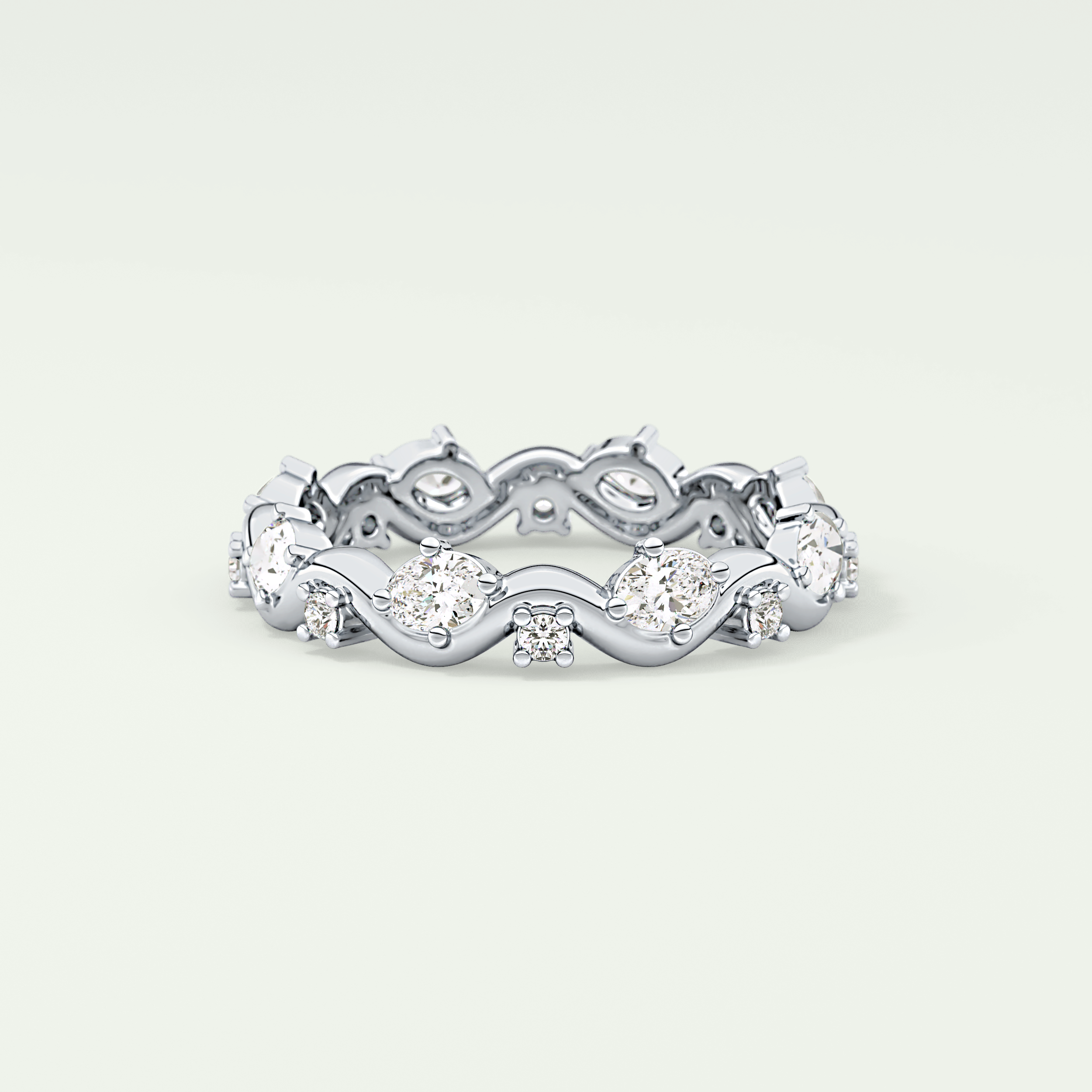 0.56 TCW Round & Oval Shaped Lab Grown Diamond Wedding Band
