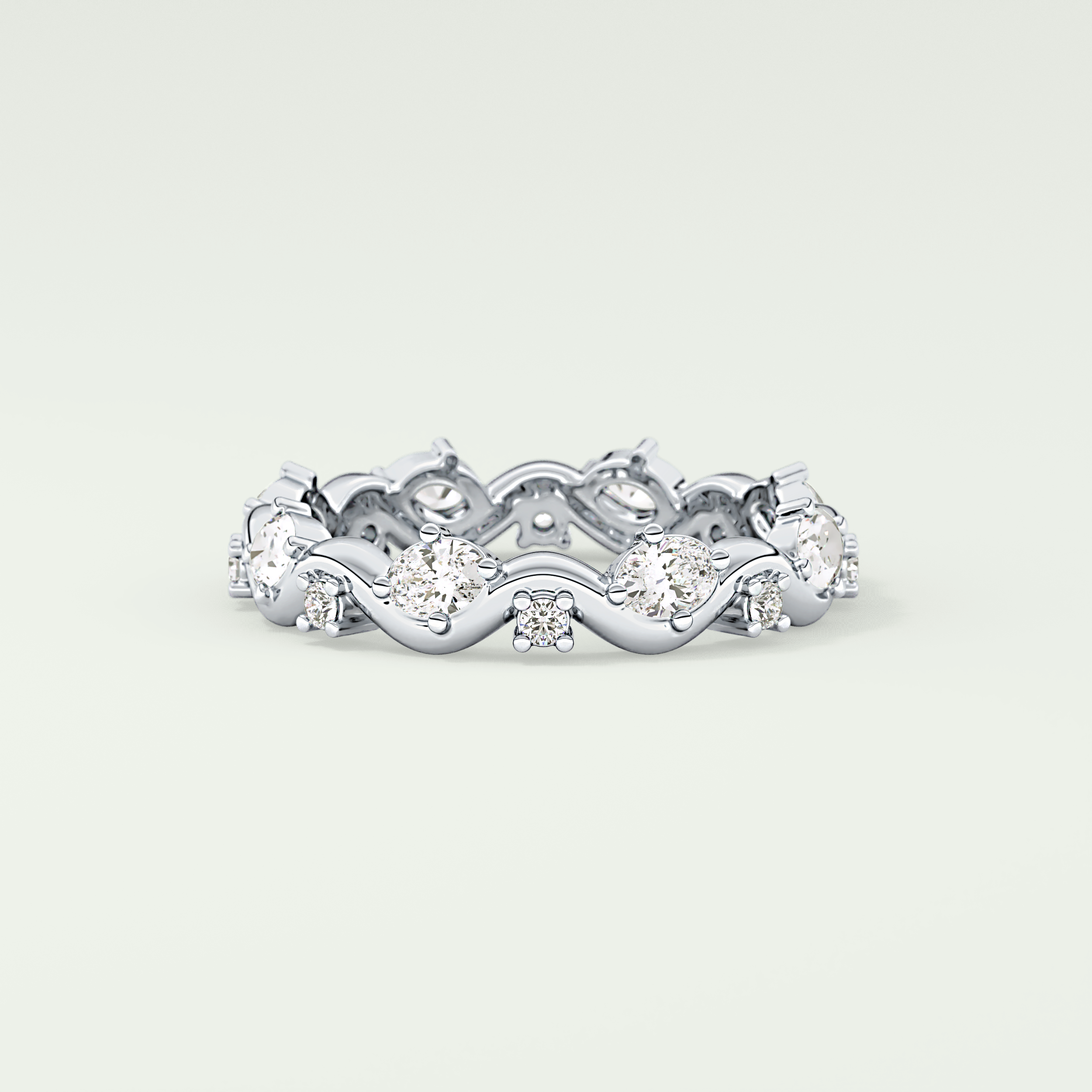 0.56 TCW Round & Oval Shaped Lab Grown Diamond Wedding Band