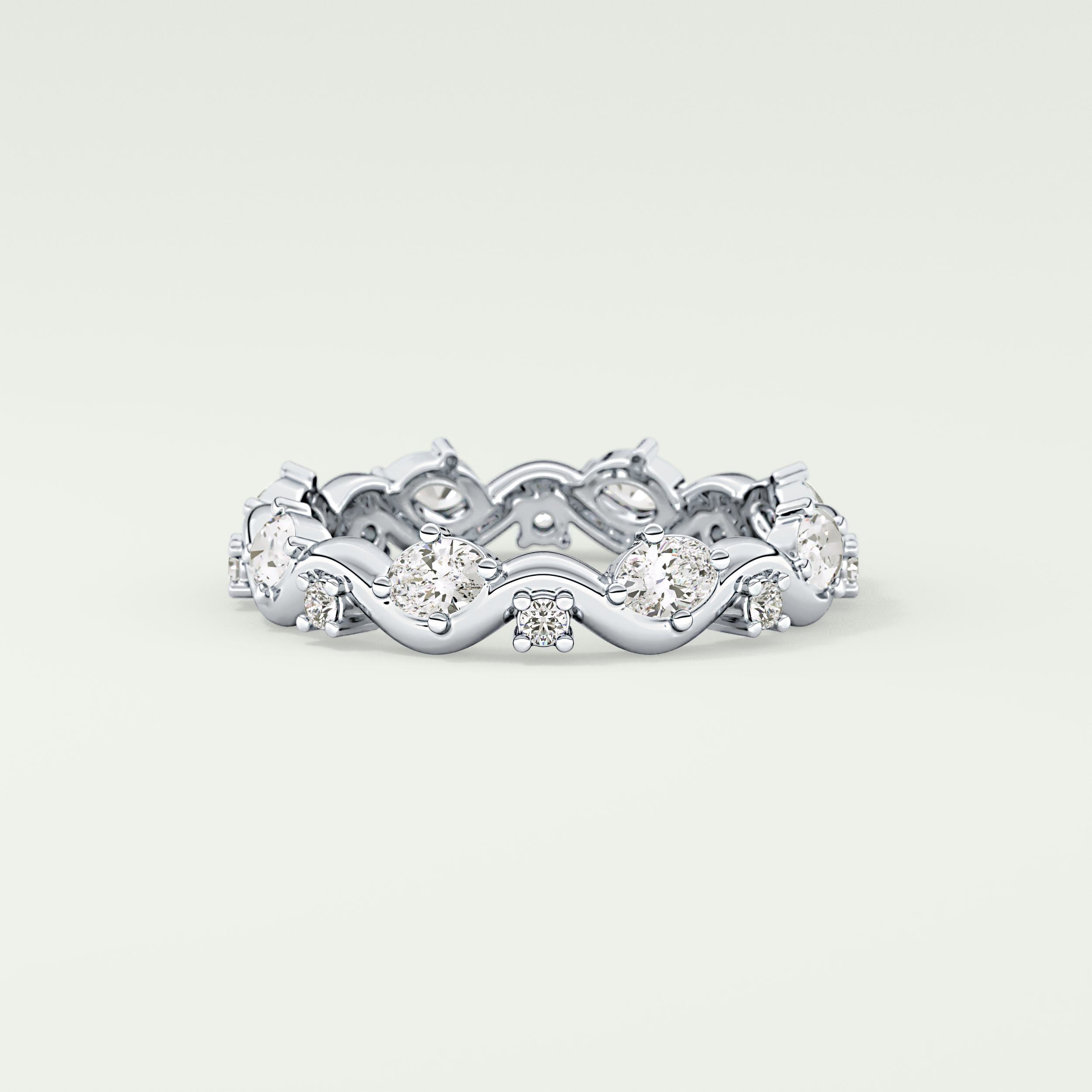 0.56 TCW Round & Oval Shaped Lab Grown Diamond Wedding Band