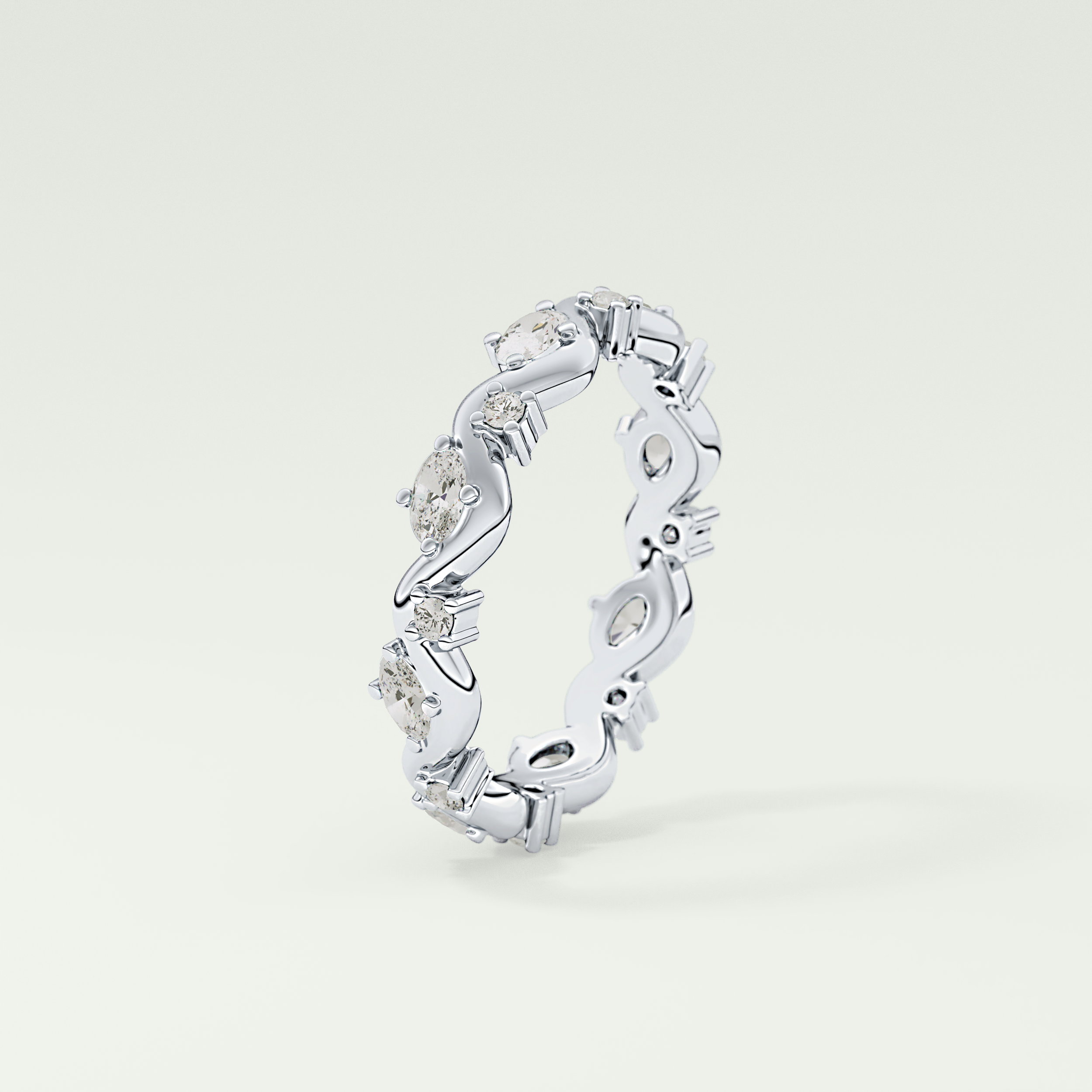 0.56 TCW Round & Oval Shaped Lab Grown Diamond Wedding Band