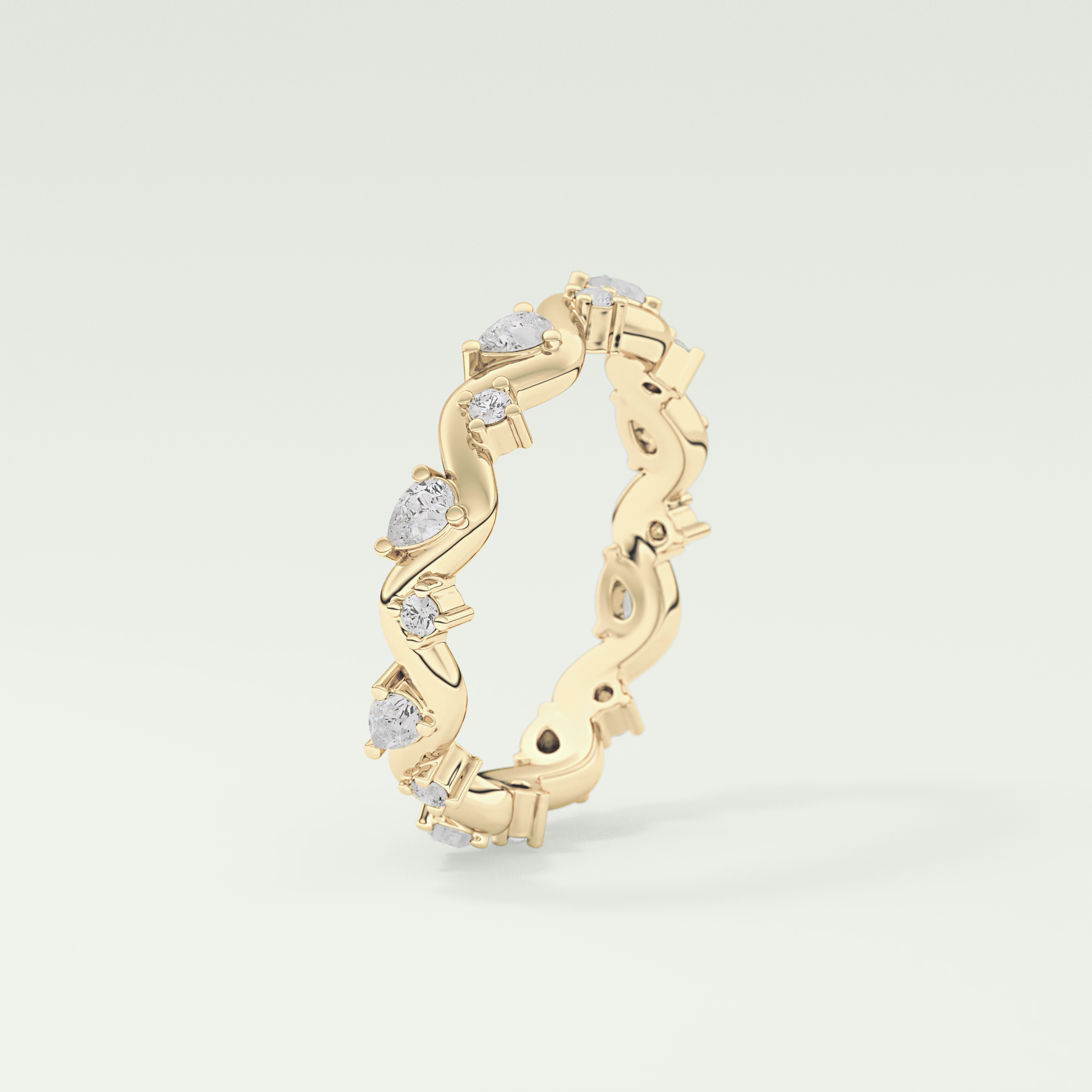 0.56 TCW Round & Pear Shaped Lab Grown Diamond Wedding Band