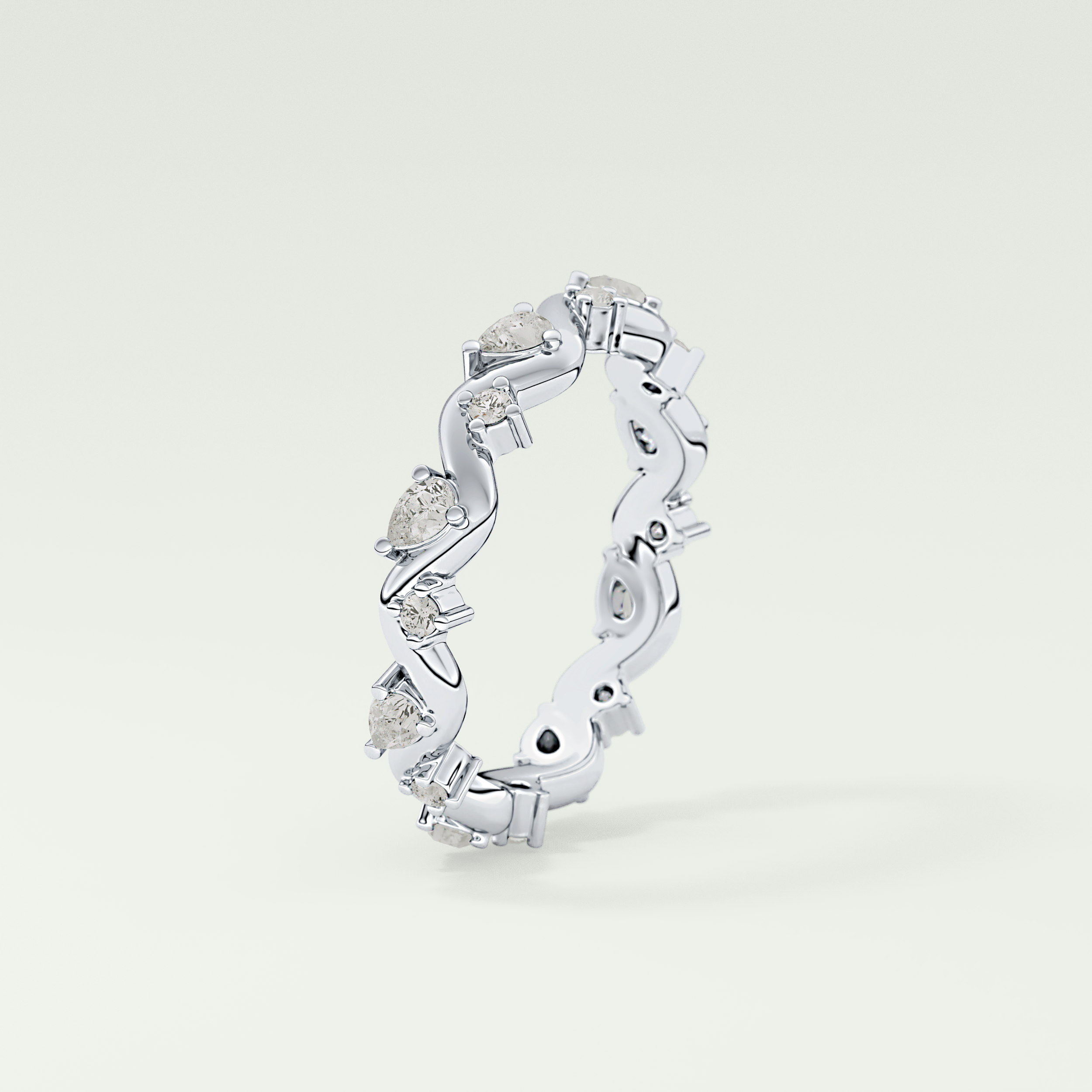0.56 TCW Round & Pear Shaped Lab Grown Diamond Wedding Band