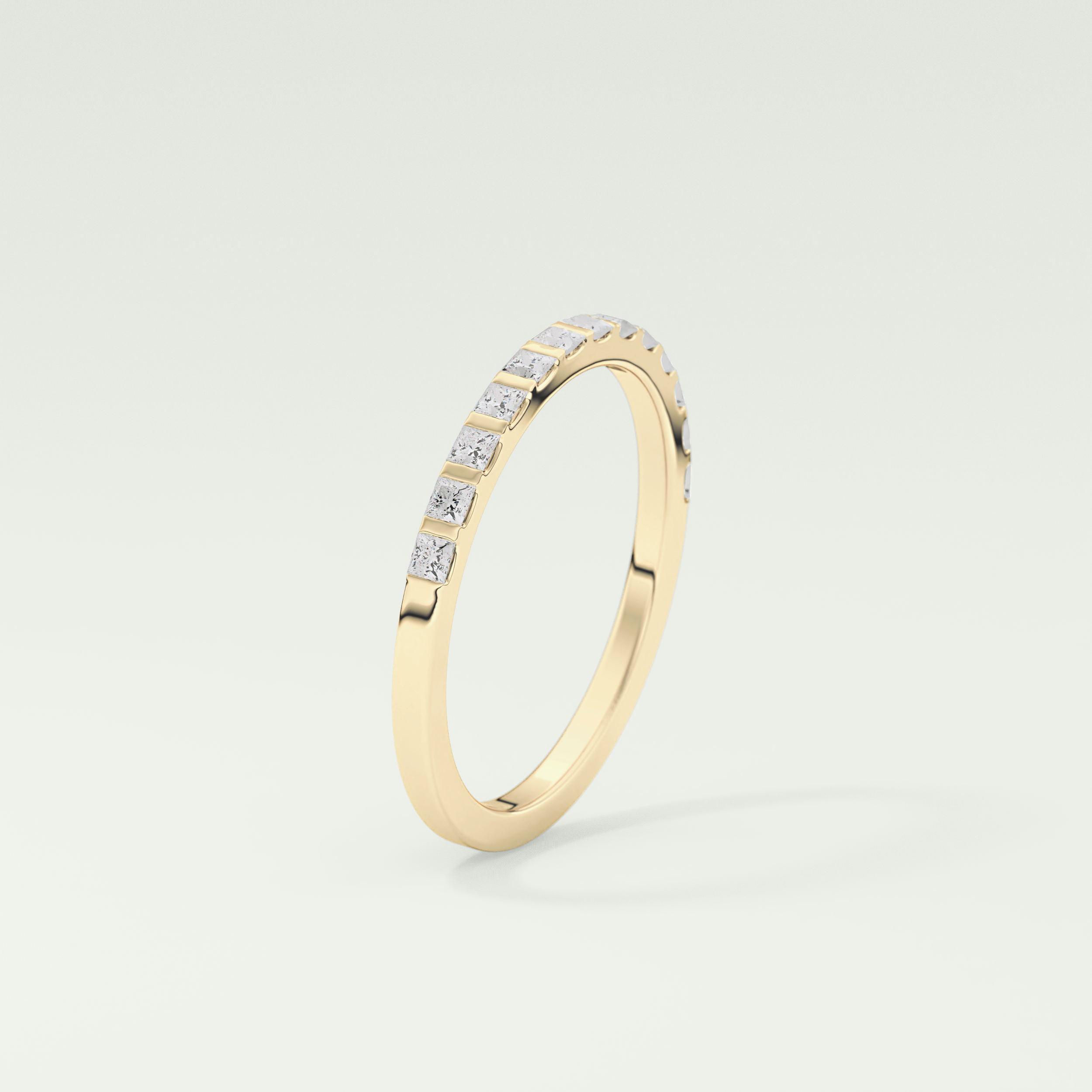 0.54 TCW Princess Shaped Moissanite Wedding Band