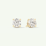 1 TCW Round Cut Moissanite Solitaire Stud Earrings in Gold