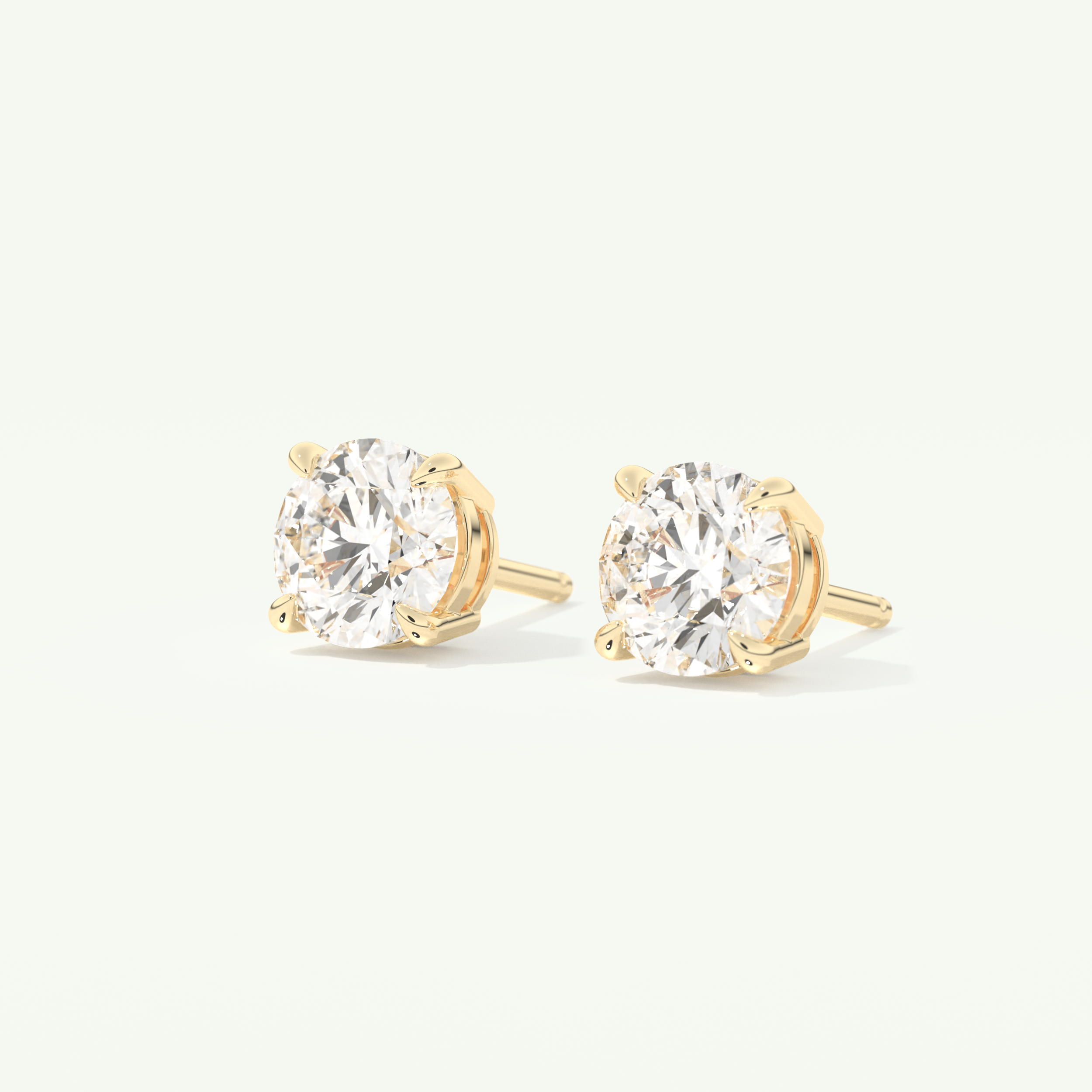 1 TCW Round Cut Moissanite Solitaire Stud Earrings in Gold