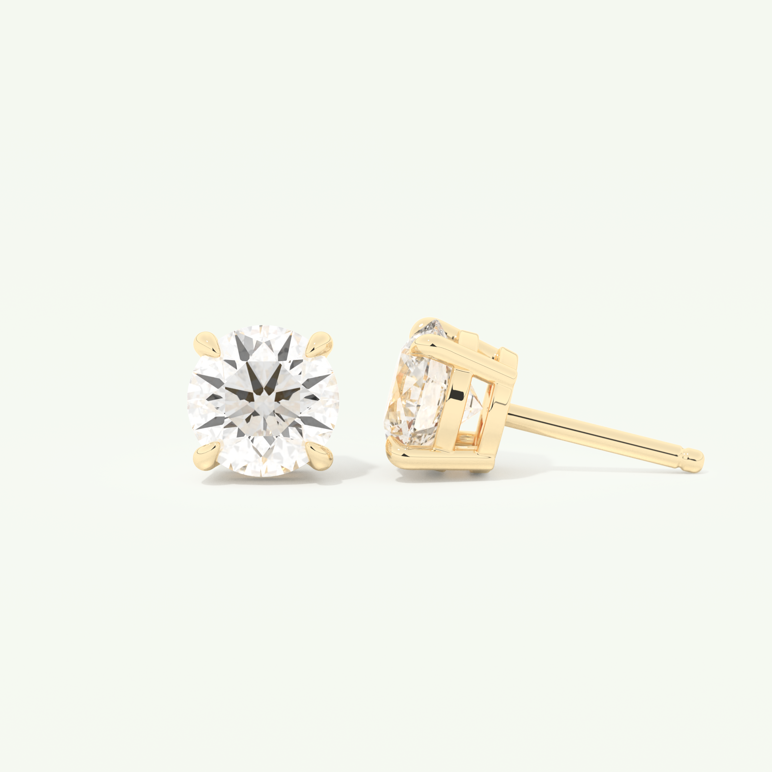 1 TCW Round Cut Moissanite Solitaire Stud Earrings in Gold