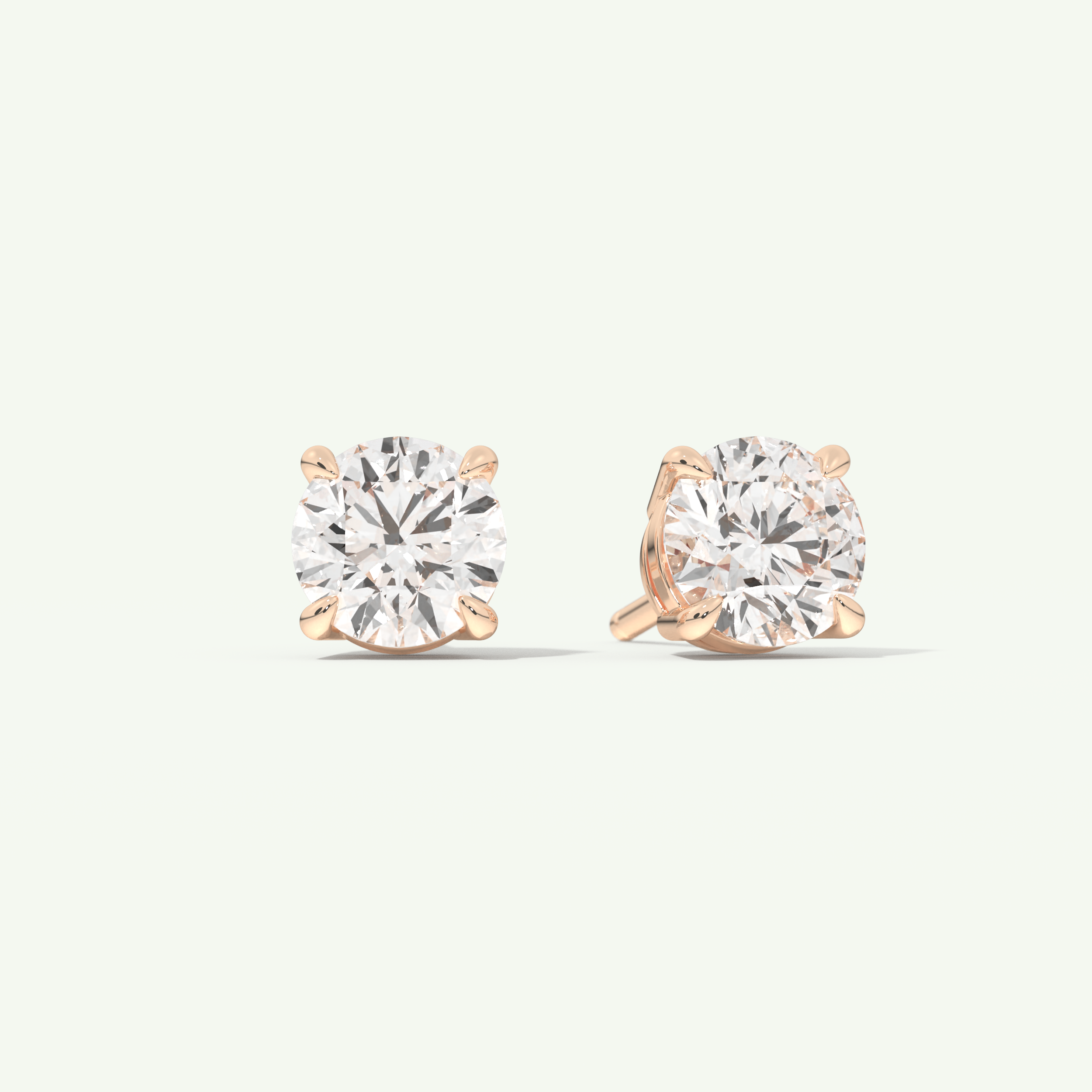 1 TCW Round Cut Moissanite Solitaire Stud Earrings in Gold
