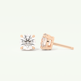 1 TCW Round Cut Moissanite Solitaire Stud Earrings in Gold