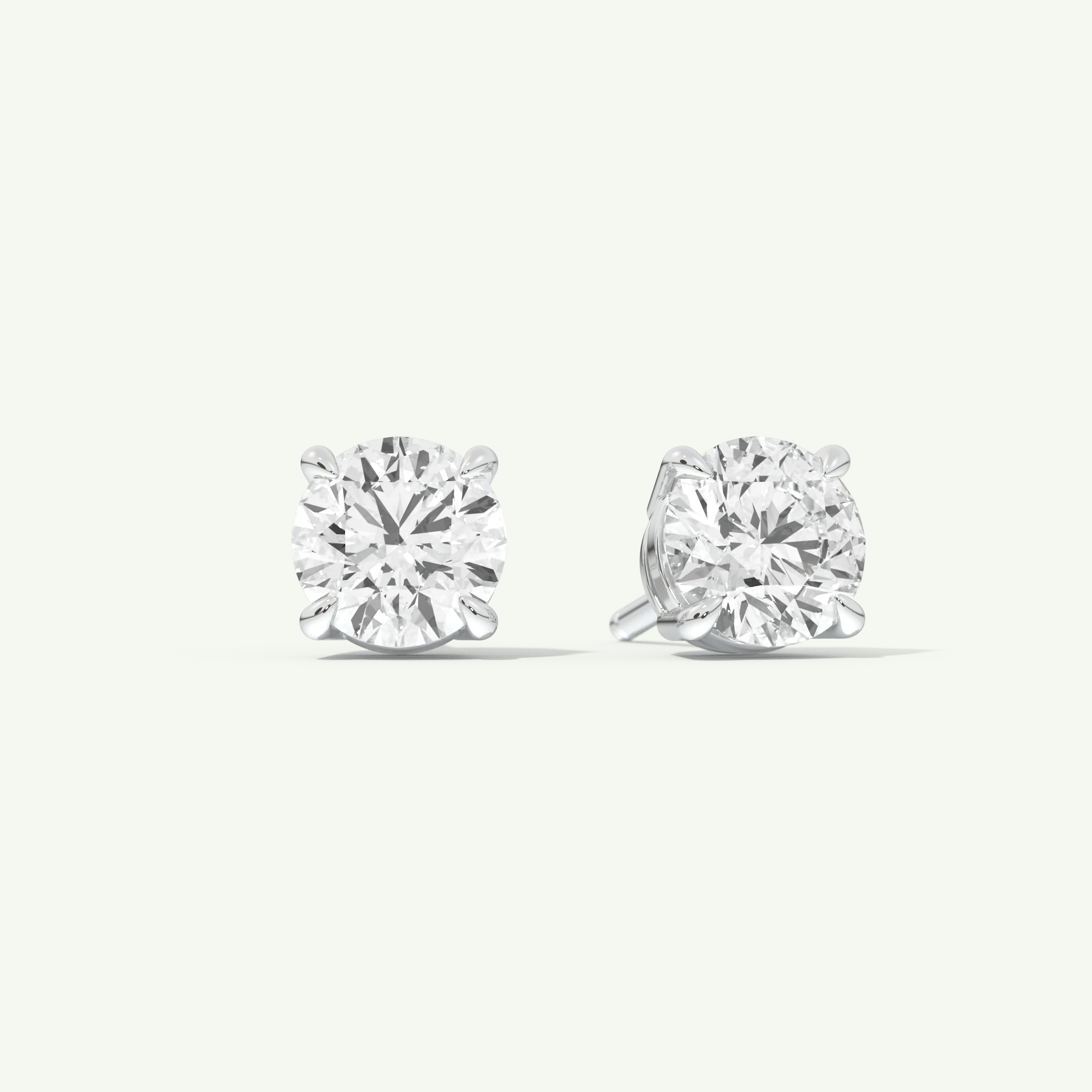 1 TCW Round Cut Moissanite Solitaire Stud Earrings in Gold